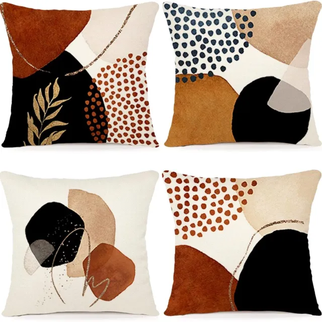 Famanu Set van 4 kussenhoezen 40 x 40 cm katoen linnen kussenhoes bankkussen sierkussens boho decoratie kussenhoezen sierkussenhoezen voor bank woonkamer slaapkamer buitenkussens 40 x 40 A092