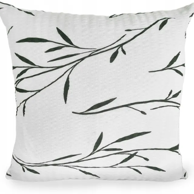 Fan Kussensloop Kora 70x80 Wit Groene Thee Bladeren - 100% Katoen Wit met groene theebladeren