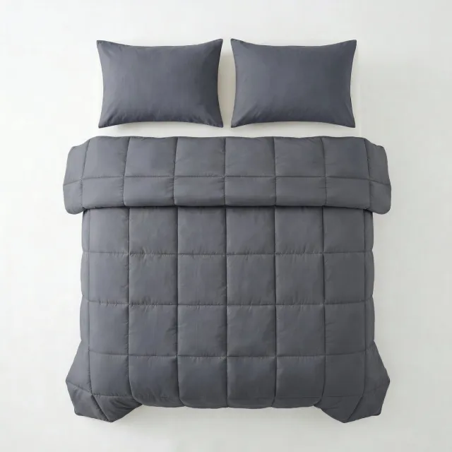 Sleeptime 2 in 1 Dekbed zonder Overtrek - Wasbaar Dekbed - Percale - Antraciet - 240 x 220