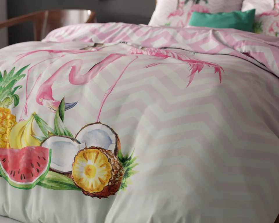 Sleeptime Essentials polyester dekbedovertrek met flamingoprint roze, foto 2