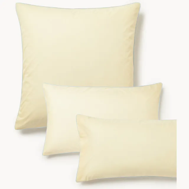 Westwing Collection Katoenen perkal kussensloop Daria met bies Geel