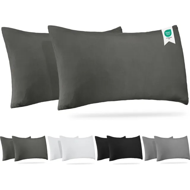BARBONS kussensloop 50x80 set van 2 - Jersey 165 g/m² kussenhoes - 100% Katoen - antraciet