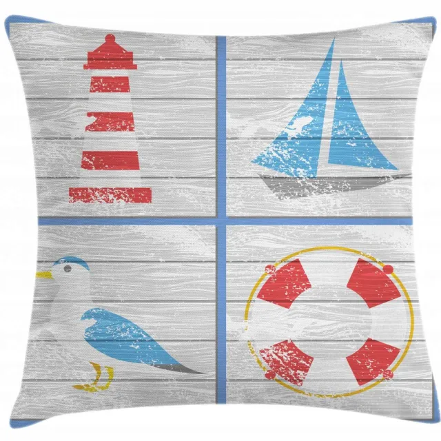 ABAKUHAUS Vuurtoren Kussenhoes – nautisch rustiek – 45x45 cm – veelkleurig Hellgrau