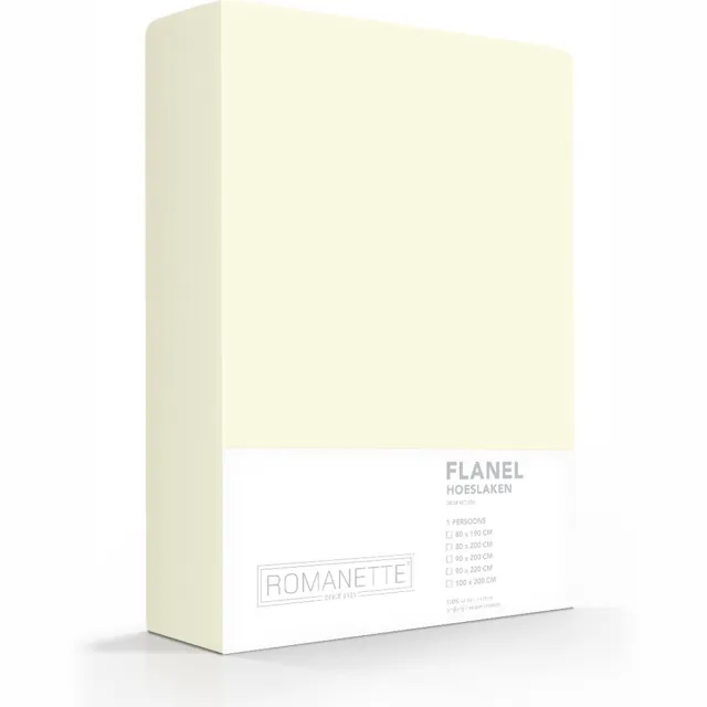 Romanette Flanel - Hoeslaken - Eenpersoons - 90x220 cm - Ivoor