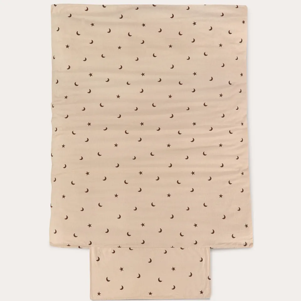 NOUS Kids Moon & Stars flanellen dekbedovertrek beige, foto 3