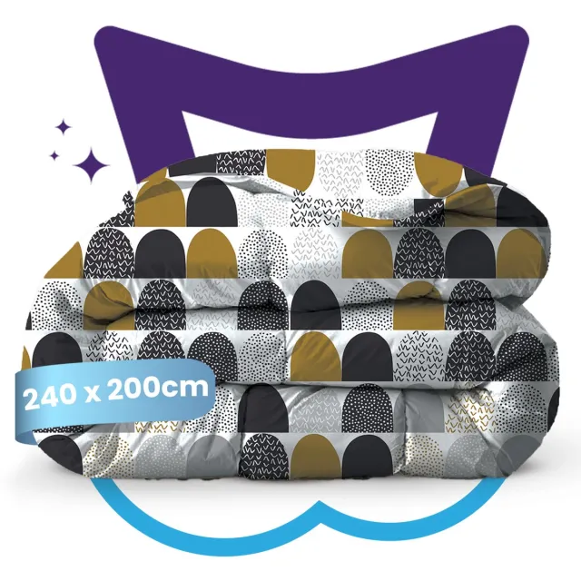 Slaapspeciaal Eazydekbed Series Iglo - Dekbed zonder Overtrek - Wasbaar Dekbed - Zomerdekbed - Hoesloos Dekbed - 2 in 1 Dekbed - Dekbed met Vaste Overtrek - Incl. 2 Kussenslopen - 240x200 cm