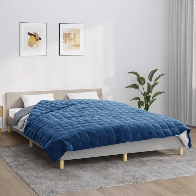 vidaXL Verzwaringsdeken 220x235 cm 11 kg stof blauw, foto 2