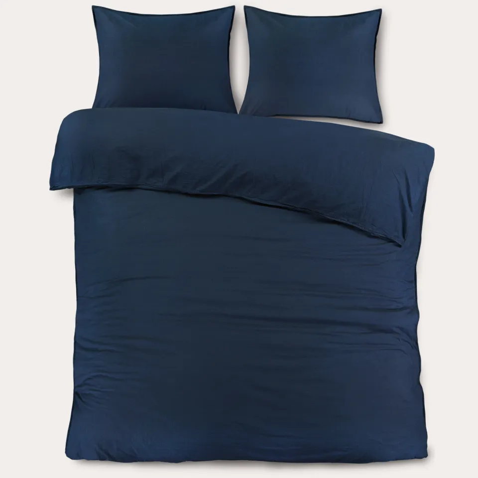 NOUS Living stonewashed dekbedovertrek donkerblauw, foto 2