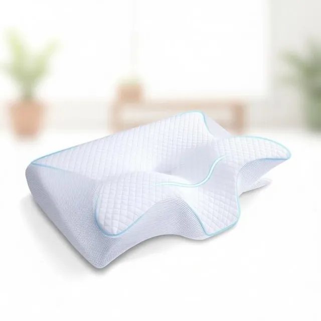 Maison Elara 2-in-1 Ergonomisch Nek- en Hoofdkussen van Memory Foam met Afneembare Overtrek Wit