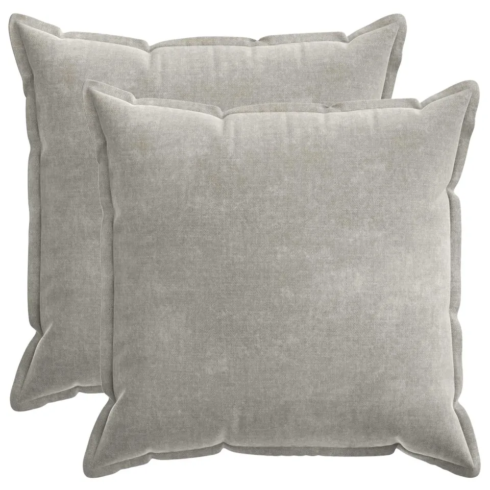 vidaXL Kussensloop 2 st HOUTEN Lichtgrijs 55 x 55 cm Chenille Stof, foto 3