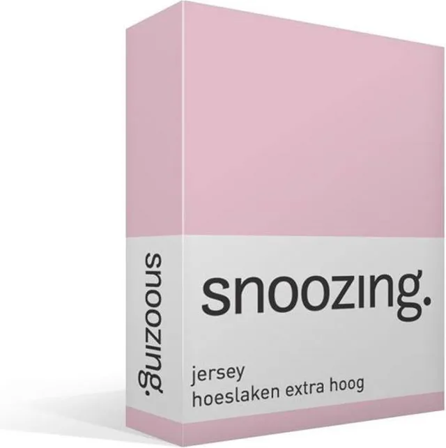 Snoozing Jersey - Hoeslaken Extra Hoog - 100% gebreide katoen - 180x200 cm - Roze