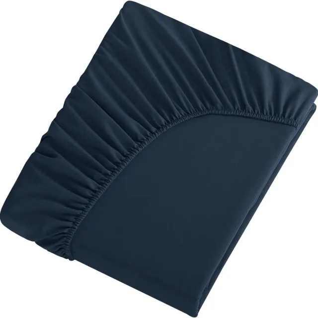 Ibenzoa Draden Katoenen Hoeslaken Set - 180 x 200 cm - Zachte en Ademende Slaapoplossing marineblauw