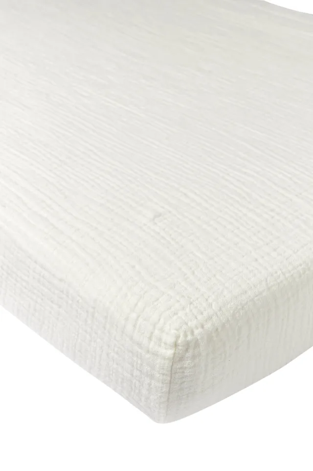 Meyco hoeslaken ledikant pre-washed hydrofiel offwhite 60x120cm Sand