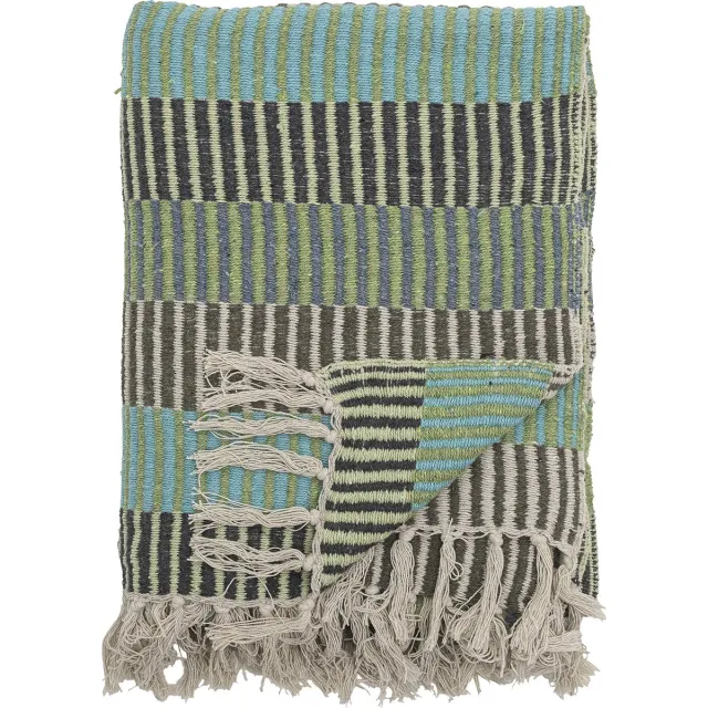 Bloomingville Creative Collection - Isnel Plaid - Gerecycled katoen - 130x160 cm - blauw Groen