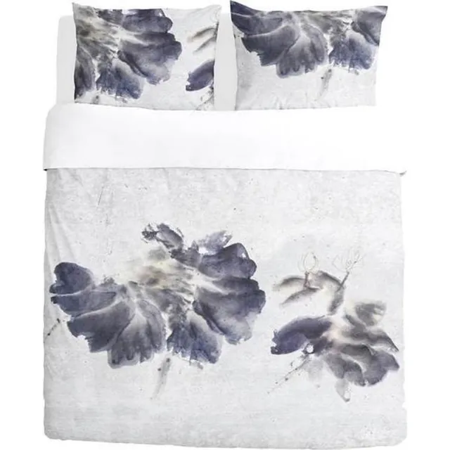 Walra Nature Blooms - Dekbedovertrek - Eenpersoons - 140x200/220 cm + 1 kussensloop 60x70 cm - Licht grijs