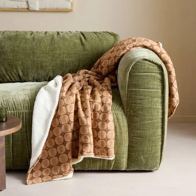 NOUS Living grafische plaid Kady 130x180 cm bruin/terra, foto 2