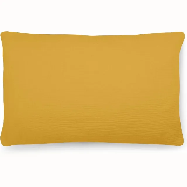 Famanu Biologische mousseline kussensloop, 35 x 40 cm, voor kinderen en volwassenen, met ritssluiting, geel Transparant