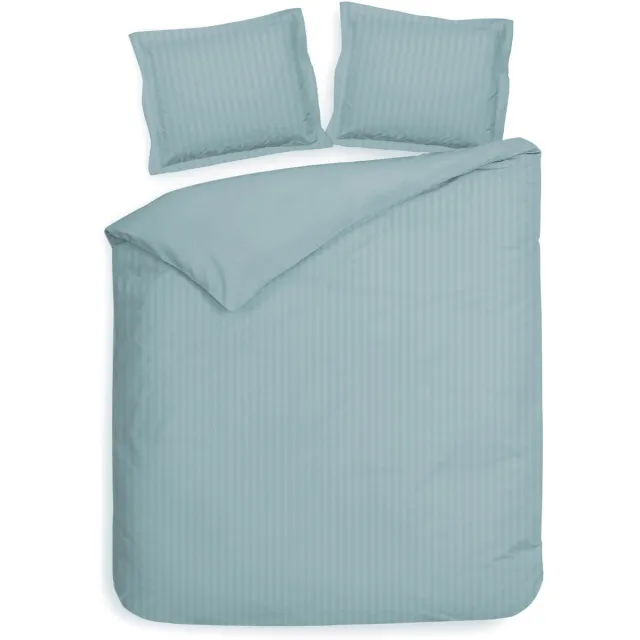 Heckettlane Dekbedovertrek Banda - Bedlinnen met Strepen - 200x200-220 cm - Tweepersoons - Blauw - Dekbedovertrek van 100% Katoen-Satijn Sphere Blue