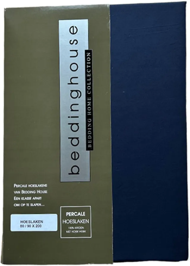 Beddinghouse Luxe Percale Katoen Hoeslaken - 80/90x200 cm - Donker Blauw - Extra Hoge Hoek 30 cm - Perfecte Pasvorm