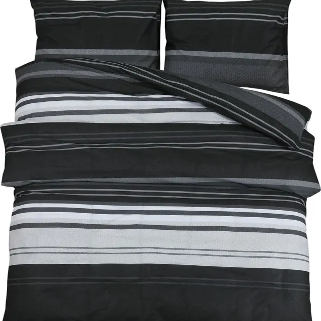 vidaXL 140 - x - 200 - cm - + - 60 - x - 70 - cm - 100% - Cotton - Black - Stripes Grijs