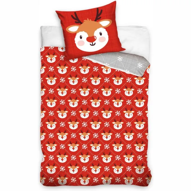 Sweet Home Kerst dekbedovertrek Christmas deer 140 x 200 cm (70 x 90 cm) Rood