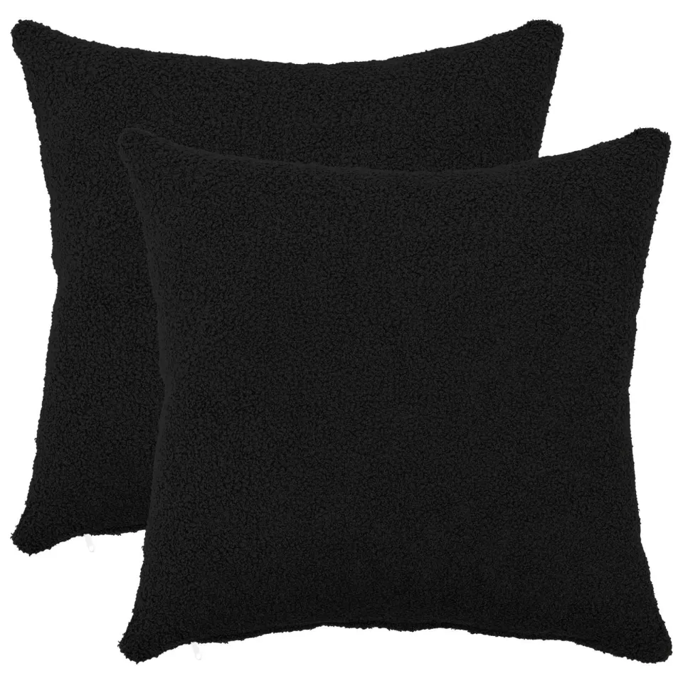 vidaXL Kussensloop 2 st HEERLEN Zwart 50 x 50 cm Bouclé, foto 3