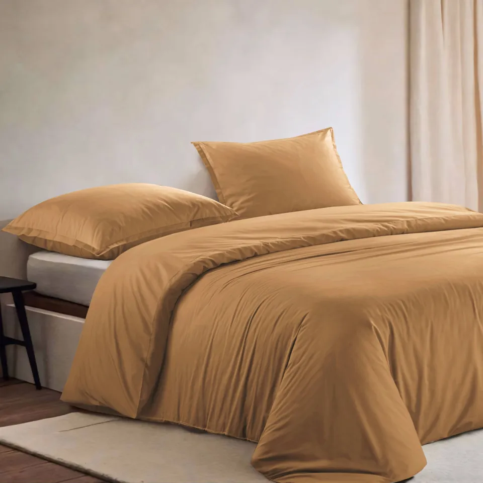 Studio LIVIT percale katoenen dekbedovertrek 2 persoons goudbruin (200x220 cm), foto 4