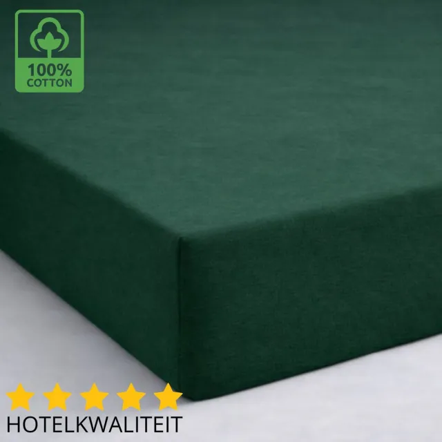 Sleeps Dubbel Jersey Hoeslaken Katoen Groen - 200 x 220 cm - Heerlijk Zacht - Strijkvrij - Stretch - Dubbel Dikke Kwaliteit