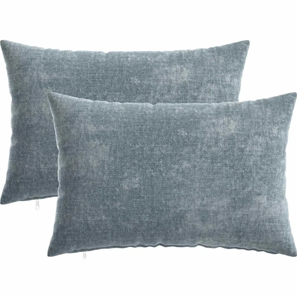 vidaXL Kussensloop 2 st HEERLEN Lichtblauw 50 x 70 cm Chenille Stof