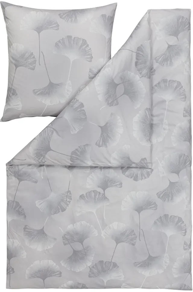 Estella Isabella - Dekbedovertrek - Mako Interlock Jersey - Platina Bloemenprint Zilver