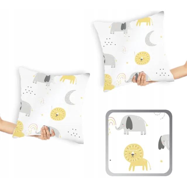 Designpremium 2x Katoenen Satin Kussenslopen 40x40cm - Vrolijke Dierenprint Wit