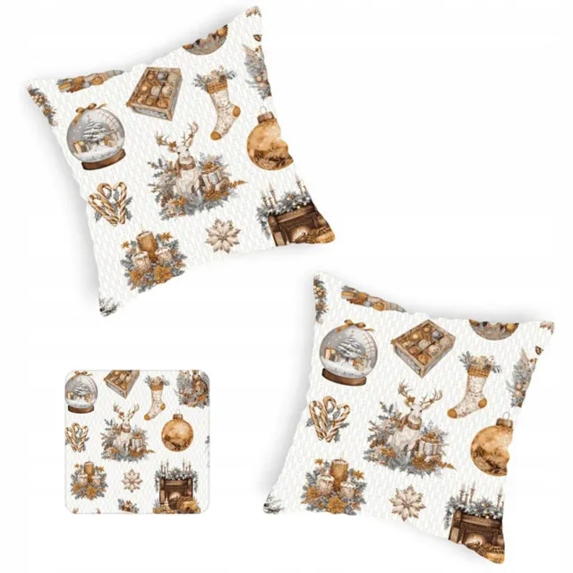 Designpremium 2x Sierkussenhoes 40x40 cm Grijs met Winterse Rendieren