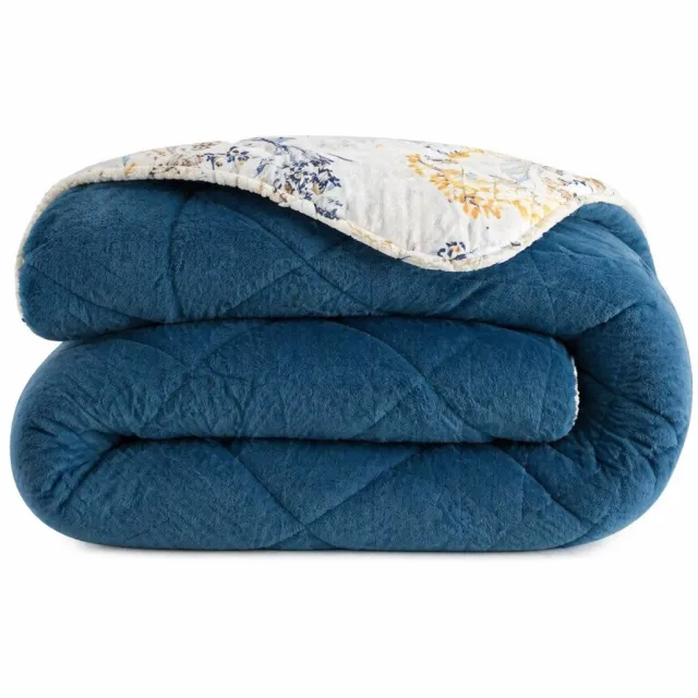 Dekbed zonder overtrek, 4 Seizoenen Dekbed, Teddy, Wasbaar Dekbed, Inclusief Kussensloop, Blauw, 200x200 cm, Tweepersoons, Bedrukt dekbed, Teddy Dekbedovertrek, 2 in 1 Dekbed, Hoesloos Dekbed, Ultra Soft Dekbed, Hypoallergeen, De Linde Home