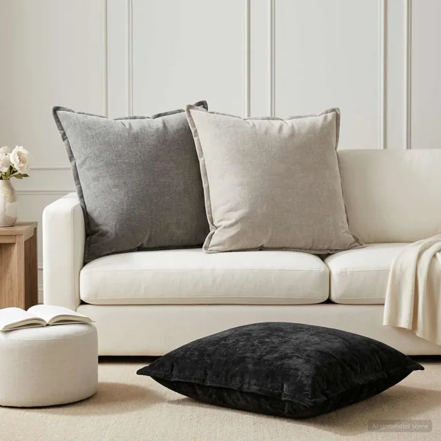 vidaXL Kussensloop 6 st HOUTEN Lichtgrijs 70 x 70 cm Chenille Stof