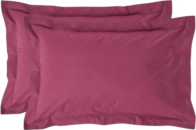 Homescapes Kussensloop 50x75 cm met Rand (Oxford) Set van 2 – Bordeaux – 100% Egyptisch Perkal Katoen – 200 TC