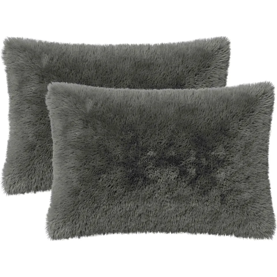vidaXL Kussensloop 2 st HEERLEN Lichtgrijs 50 x 70 cm PV Fleece, foto 3