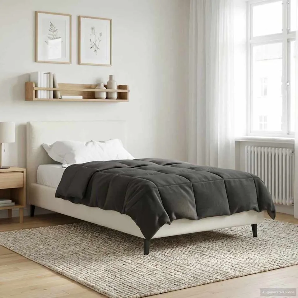 vidaXL Vol jaar dekbed 135 x 220 cm 300 GSM Microvezel Antraciet, foto 4