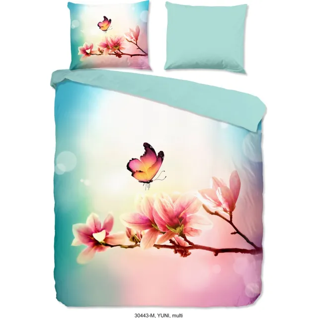 Pure dekbedovertrek vlinder met bloemen - Multi - Microvezel