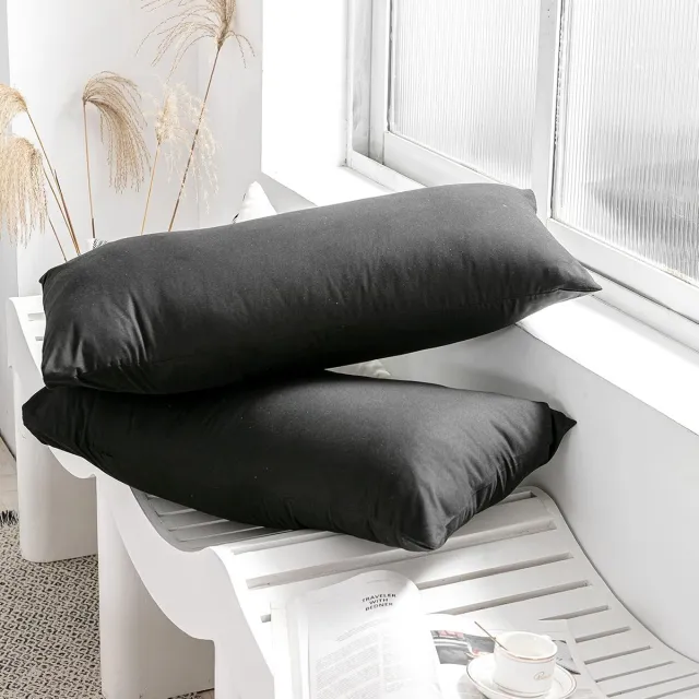 Famanu Kussenslopen van 2 stuks - microvezels zacht - comfortabel - wasbaar - ademend - stof - kreukvrij - set van 2 (50 x 75 cm) (zwart) Black set