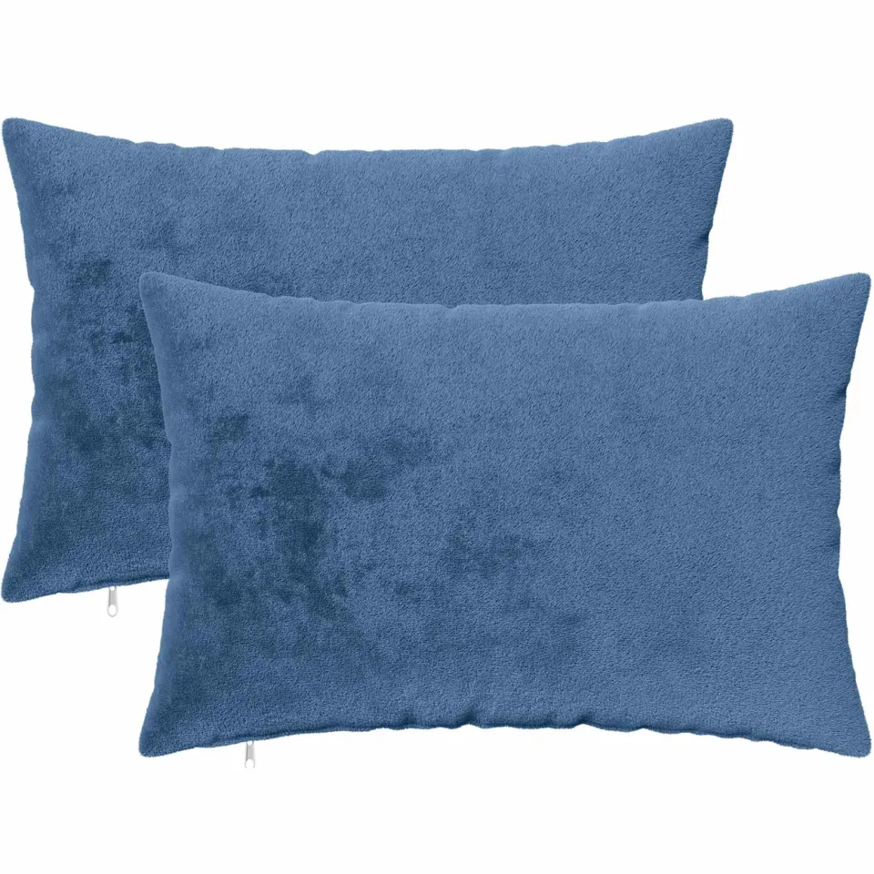 vidaXL Kussensloop 2 st HEERLEN Lichtblauw 50 x 75 cm Flanel blauw, foto 3