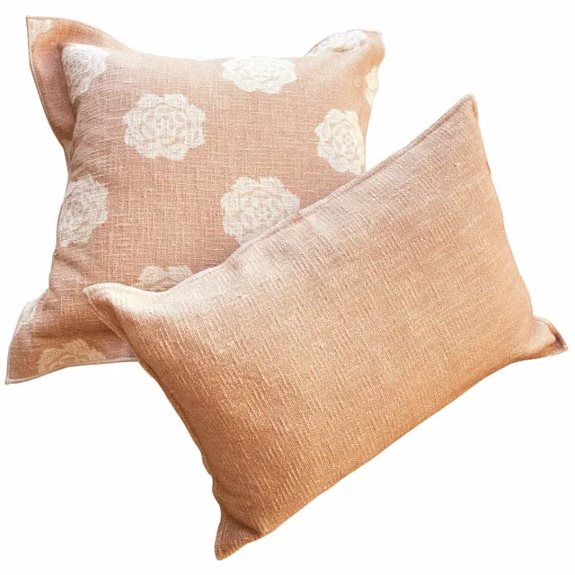 Loberon Kussenhoes set van 2 Belvienne roze/crème