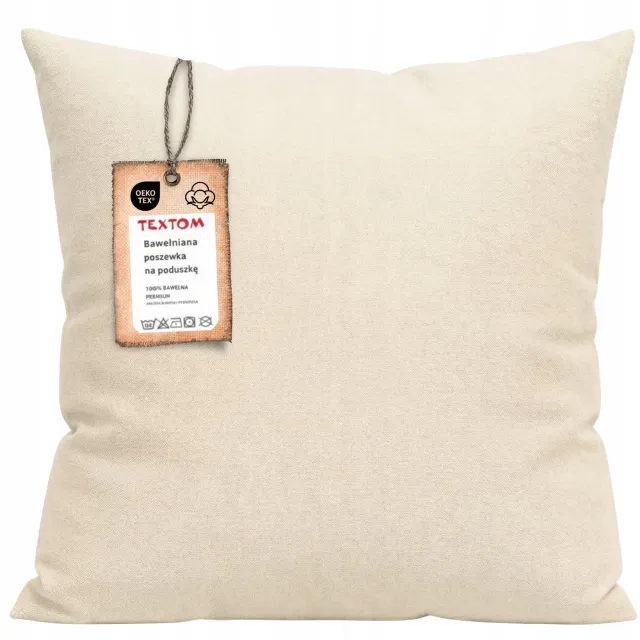 Textom Katoenen Kussensloop 40x40cm Crème met Verborgen Rits - Hoge Kwaliteit