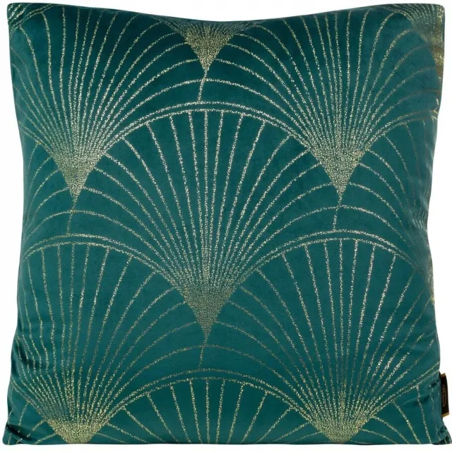 Eurofirany Turquoise Velours Sierkussen met Gouden Print 45x45 cm