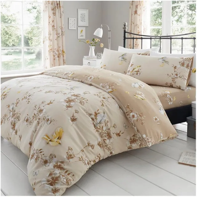 Famanu Luxe bed set met dekbedovertrek en kussensloop, polyester-katoen, eenpersoons, natuurlijk design Naturel