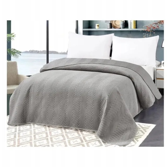 cotton world Decoratieve Plaid 220x240 cm Gestikt Velours Grijs