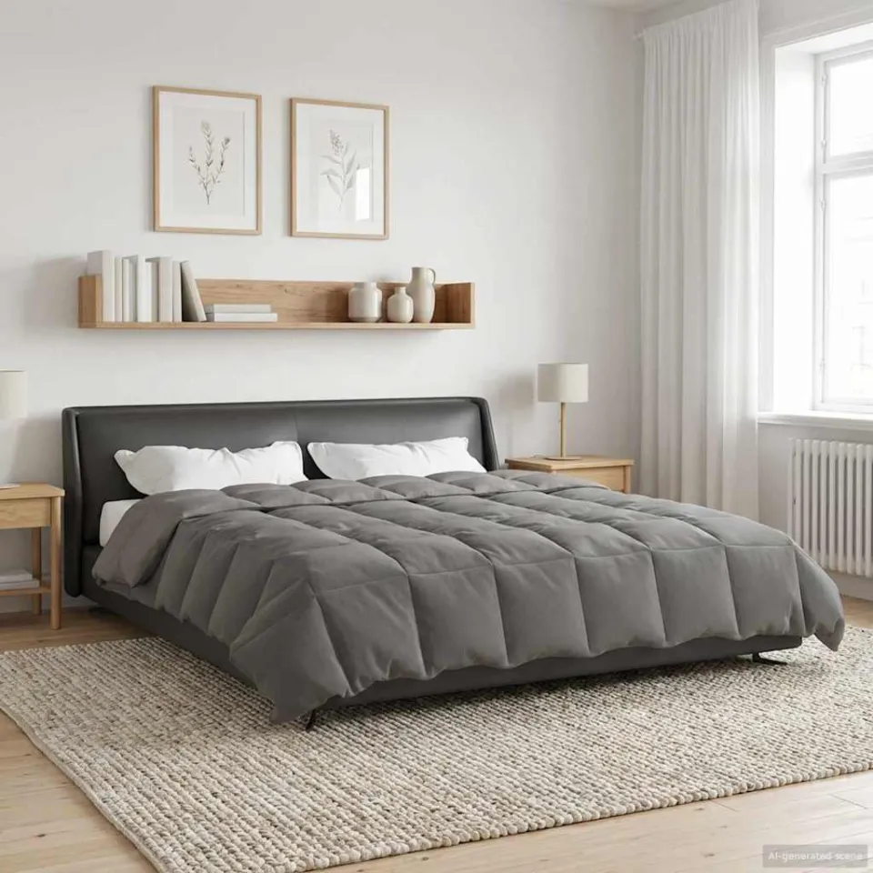 vidaXL Vol jaar dekbed 200 x 220 cm Microfiber (100% polyester) lichtgrijs, foto 4