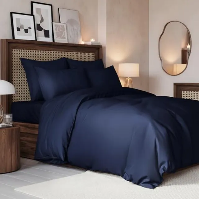 Arvion 3-delige dekbedovertrekset - dekbedovertrek 240x220 cm, 2 kussenslopen 65x65 cm - zachte, ademende microvezel polyester - ritssluiting en hoekbandjes - OEKO-TEX - Marineblauw
