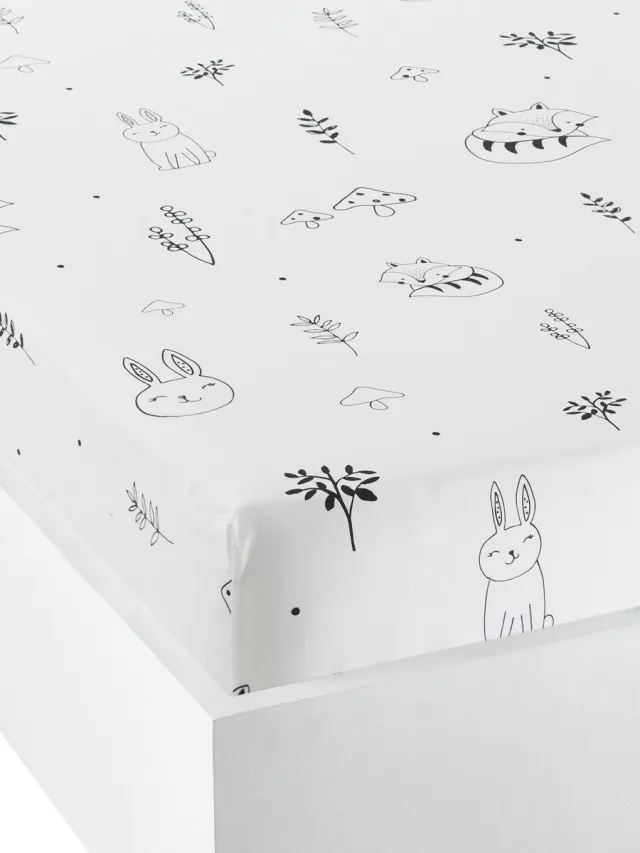 vertbaudet Baby hoeslaken MAGISCH BOS WIT/ZWART