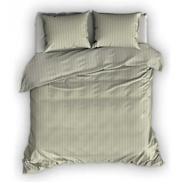 Satin D Or Satin d'Or Satijnstreep - Dekbedovertrek - Lits-jumeaux - 240x200/220 cm + 2 kussenslopen 60x70 cm - Khaki