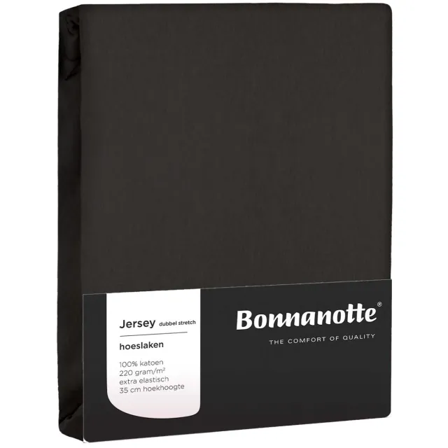 Bonnanotte Hoeslaken Jersey Dubbel Stretch Deep Grey 120x200 t/m 140x220